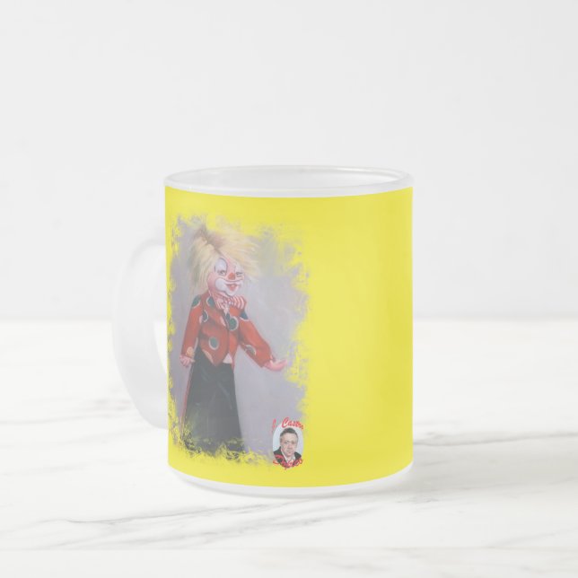 Clown Frosted Glass Coffee Mug (Front Left)