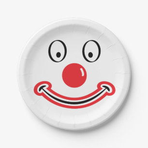 Clown gezicht met rode neus. clown  paper plate