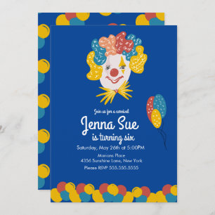 Clown Hand Drawn Carnival Birthday Invitation