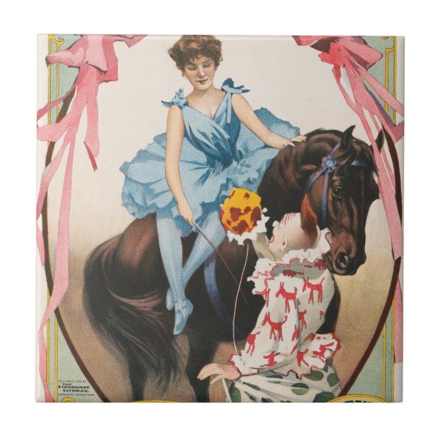 Clown Handing Flowers To A Woman On Horseback Tile (Front)