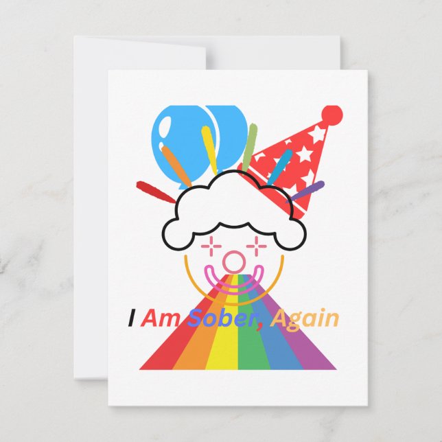 Clown : I am sober again RSVP Card (Front)
