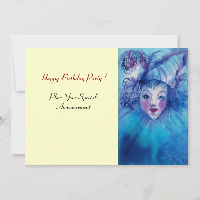 CLOWN IN BLUE INVITATION (Front)