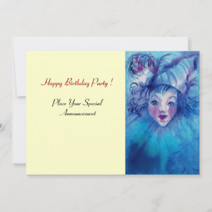 CLOWN IN BLUE INVITATION