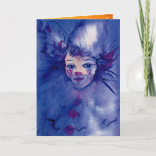 CLOWN IN PURPLE HOLIDAY CARD