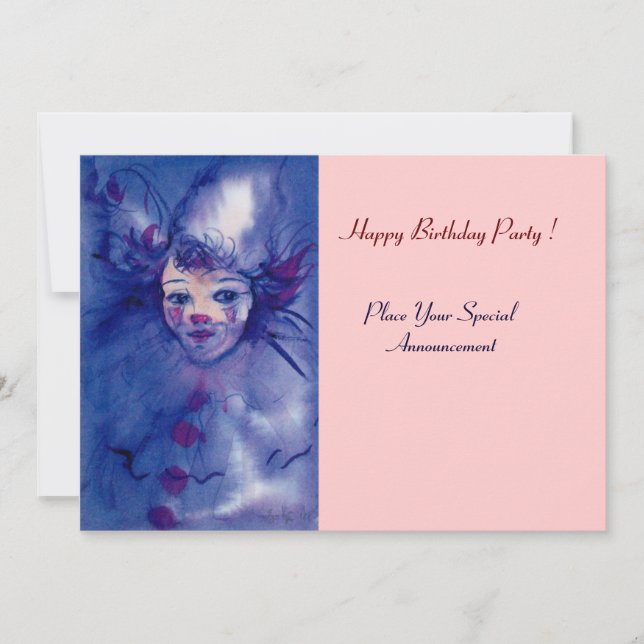 CLOWN IN PURPLE INVITATION (Front)