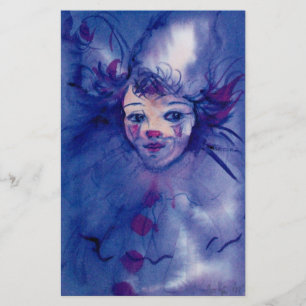 CLOWN IN PURPLE / Venetian Carnival Faces Stationery