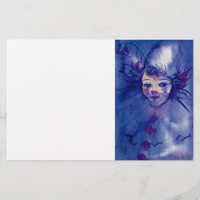 CLOWN IN PURPLE Venetian Carnival Faces,White Stationery (Front)
