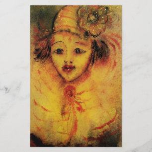 CLOWN IN YELLOW / Venetian Carnival Faces Stationery