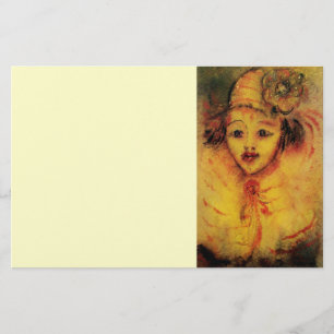 CLOWN IN YELLOW / Venetian Carnival Faces Stationery
