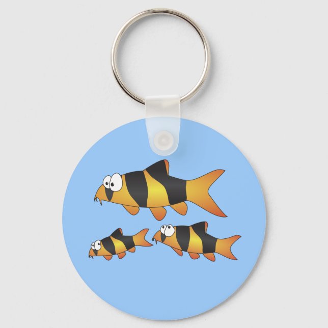 Clown loach family key ring (Front)