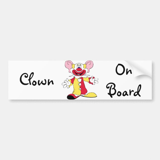 Clown on Board Bumper Sticker (Front)