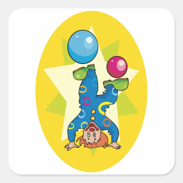 Clown On Its Head Square Sticker (Front)