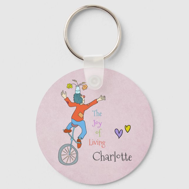 Clown on Unicycle Napkins Key Ring (Front)