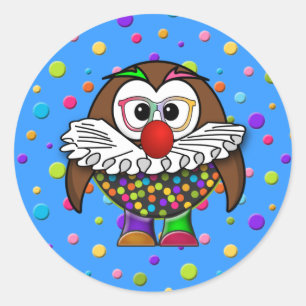 clown owl classic round sticker