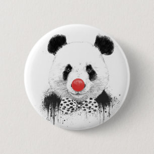 Clown panda 6 cm round badge