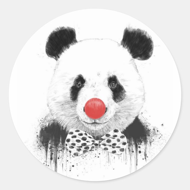 Clown panda classic round sticker (Front)