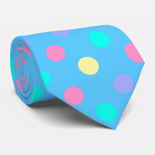 Clown party tie_colorful polka dots on pastel blue tie