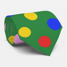 Clown party tie_green with colourful polka dots