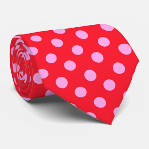 Clown party tie_pink jumbo dots on red neck tie m