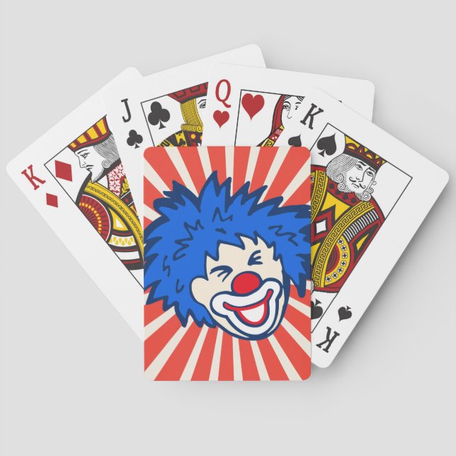 Clown red blue fun party playing cards (Back)