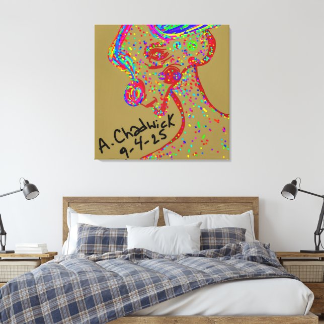 Clown Reindeer Canvas Print (Insitu(Bedroom))