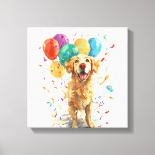 Clown Retriever � Circus Dog with Balloons Canvas Print