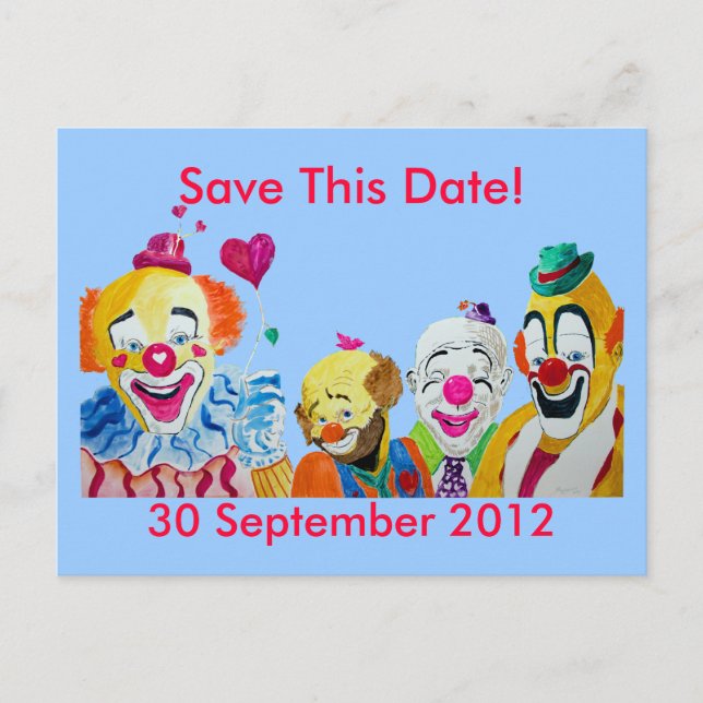 Clown Save the Date Postcard (Front)
