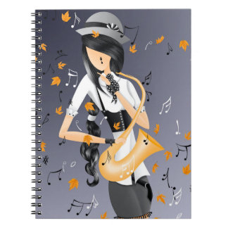 Clown Saxophonist Golden Harvest  Notebook