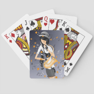 Clown Saxophonist Yellow & Grey Playing Cards