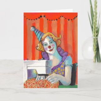 Clown Sewing My Birthday Suit Quilter Crafter Card
