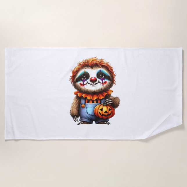 Clown Sloth Halloween Oversized T-Shirt Beach Towel (Front)