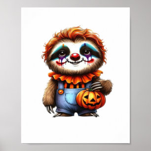 Clown Sloth Halloween Oversized T-Shirt Poster