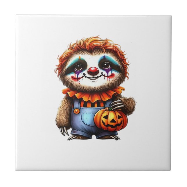 Clown Sloth Halloween Oversized T-Shirt Tile (Front)