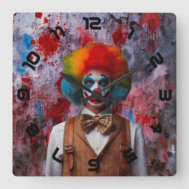 Clown Square Wall Clock (Front)