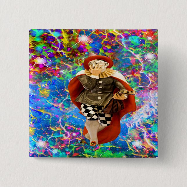 Clown Troubadour 15 Cm Square Badge (Front)
