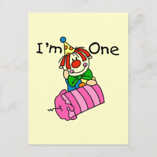 Clown with Candle 1st Birthday Tshirts and Gifts Postcard