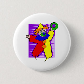 Clown with giant ring 6 cm round badge