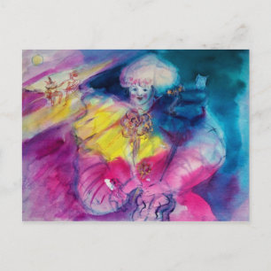 CLOWN WITH OWL AND VIOLIN POSTCARD
