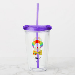 Clown with Rainbow Wig Illustration Personalised  Acrylic Tumbler