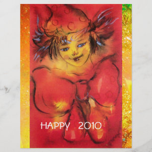 CLOWN WITH RED BOW IN GOLD SPARKLES New Year's Eve Flyer