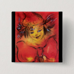 CLOWN WITH RED RIBBON 15 CM SQUARE BADGE