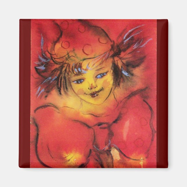 CLOWN WITH RED RIBBON MAGNET (Front)