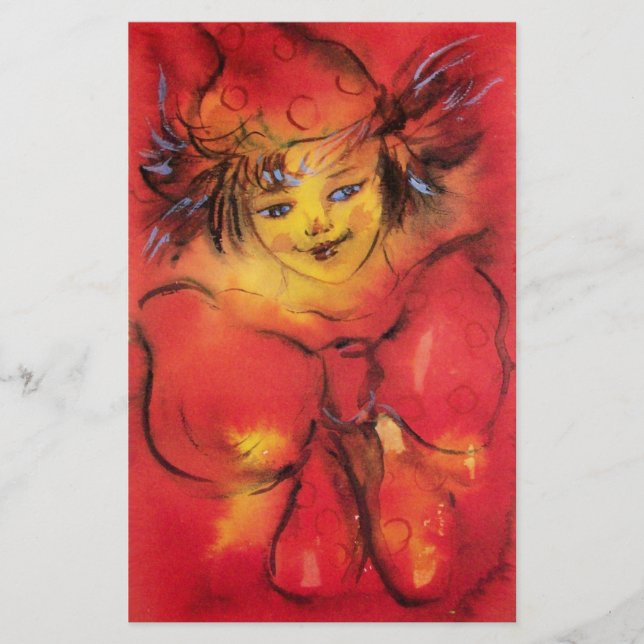 CLOWN WITH RED RIBBON STATIONERY (Front)