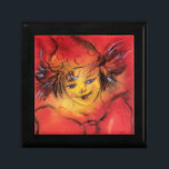 CLOWN WITH RED RIBBON / Venetian Masquerade Ball Gift Box<br><div class="desc">Colourful , whimsical , vibrant, artistic clown portrait with a fancy red ribbon, watercolor painting in red, yellow, brown colours inspired from Carnival of Venice.Elegant design,  easy to customise with your initials and your own text.</div>