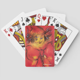 CLOWN WITH RED RIBBON / Venetian Masquerade Ball Playing Cards