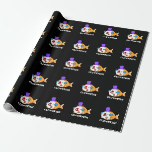Clownfish Funny Animal Fish Pun Dark BG Wrapping Paper