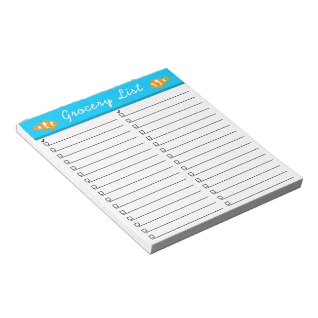 Clownfish Grocery List Notepad (Angled)