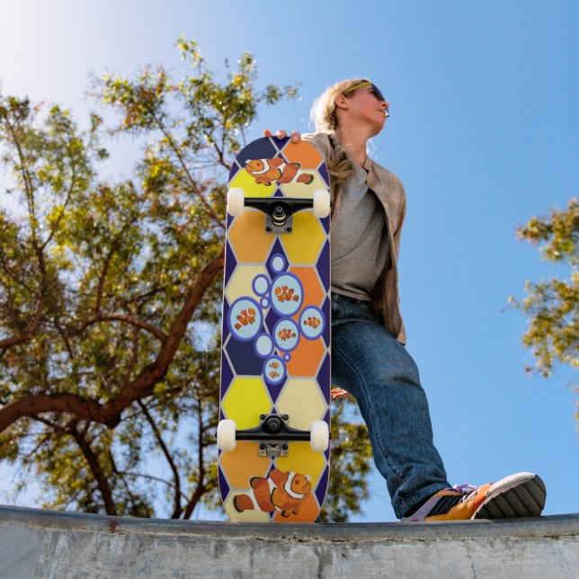 Clownfish Hand Drawn Art Skateboard (Outdoor 1)