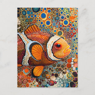 Clownfish in Aborigine Dot Art Style Postcard