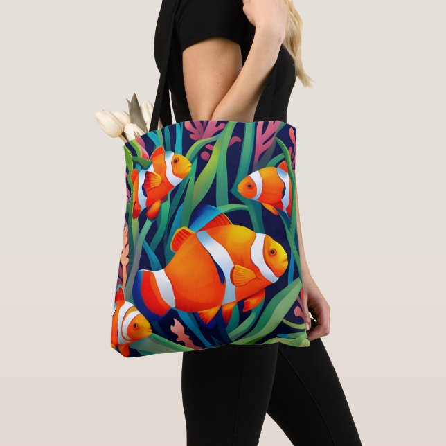 Clownfish In Seaweed Tote Bag (Close Up)